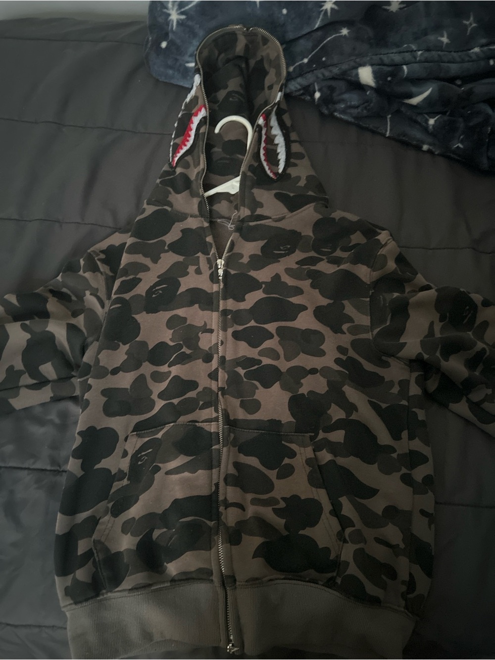 Men's Camo Zip-Up Hoodie - Olive/Black bape